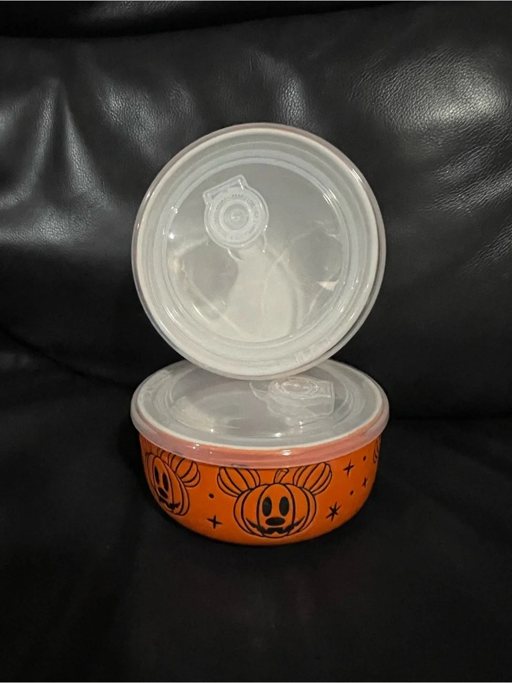 Halloween Pumpkin Themed Mickey Food Storage Bowls with Lids
